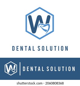 Initial W Letter with Smile for Dental Clinic Business logo Concept. Teeth Care. Dentist Orthodontist Health Care Medical Modern Logo Template