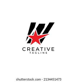 Initial W Letter Star Logo Design Vector Template. Monogram and Creative Alphabet LettersI llustration