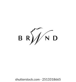 Initial W Letter Woman Silhouette Logo Design. Woman Silhouette Line On Letter W Logo Design.