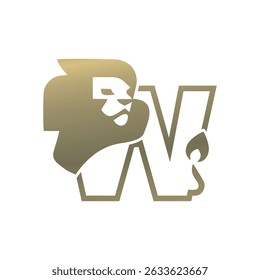 Initial W Lion Head Elegant logo icon vector design