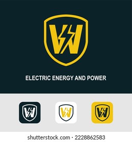 Initial W Logo with Bolt Lighting for Energy, Electrical and Power Company Service Business Logo Template