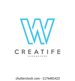 Initial W logo concepts template vector