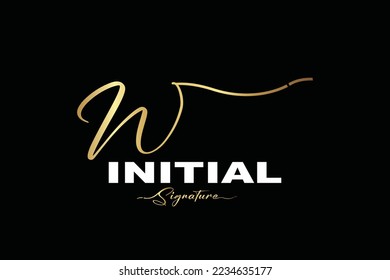 Initial W Logo Design in Elegant Gold Handwriting Style. W Signature Logo or Symbol for Wedding  Fashion  Jewelry  Boutique  and Business Brand Identity