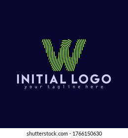 Initial W Logo Font  Fingerprint Logo Design Template