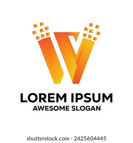  initial w logo gradient  colorful  vector design with 3d  style