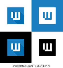 Initial W logo icon , blue square shape design, vector flat icons - Vector