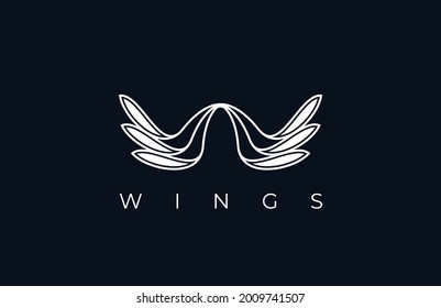 Initial W Logo, letter W from wing feathers, simple and modern isolated on black bacgkground, vector illustration