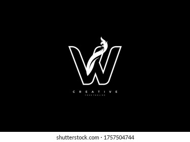 Initial W Logo Outline Tribal Floral Monogram Shape