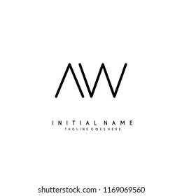 Initial A W minimalist modern logo identity vector
