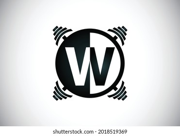 Initial W monogram alphabet with a barbell. Lifting vector logo design. Modern vector logo for bodybuilding, gym, fitness club, business, and company identity