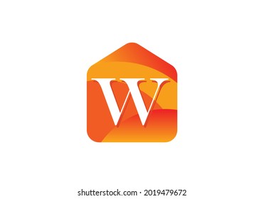 Alfabeto monograma W inicial con el concepto de logotipo del hogar. Logo vectorial moderno para negocios ecológicos e identidad empresarial