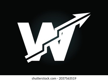 Diseño inicial del símbolo del alfabeto monograma W incorporado con la flecha. Concepto de logotipo financiero o de éxito. emblema de letra. Logotipo para identidad empresarial y de empresa