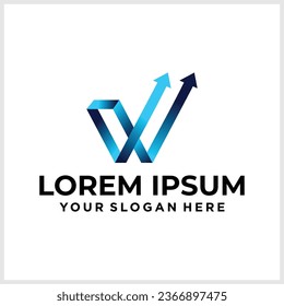 Initial W monogram alphabet symbol design incorporated with the arrow. Financial Logo Template With Marketing Growth Arrow Logo for accounting business and company identity