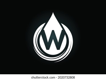 Initial W monogram alphabet with water drop in a spiral. Waterdrop logo design vector template. Font emblem. Modern vector logo for business and company identity