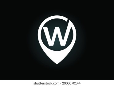 Initial W monogram letter alphabet with location icon pin sign. Font emblem. Navigation map, GPS, direction, place, compass, contact, search concept. Modern vector logo design for business and company