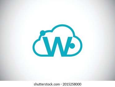 Alfabeto inicial con monograma W con la nube. Logo del servicio de proveedor de servicios de computación en nube. Diseño de logotipo vectorial de tecnología en la nube moderna para empresas e identidad empresarial.