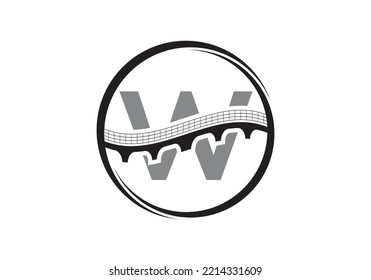 Initial W monogram letter alphabet with bridge sign. Abstract bridge logo design template. Modern vector logo for construction business.