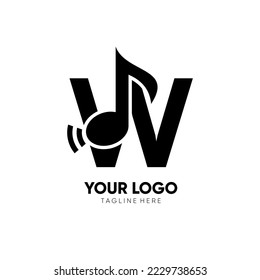 Initial W Music Note Logo Design Icon Vector Graphic Illustration