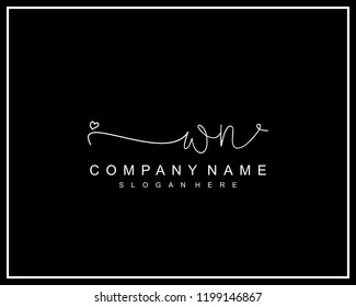 Initial W N handwriting logo template vector