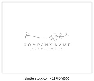 Initial W O handwriting logo template vector