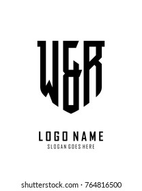 Initial W & R abstract shield logo template vector