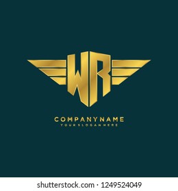Initial W R wing logo template vector