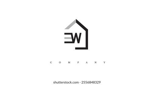 Initial W Real Estate Logo Design Vector