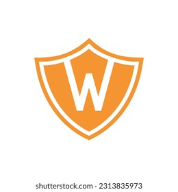 Elementos de la plantilla de diseño del icono del logotipo del escudo W inicial