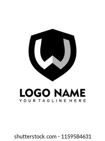 Initial W shield logo template vector