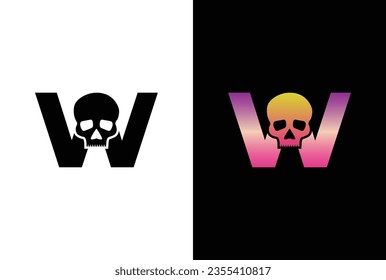 Initial W Skull Logo Design. Letter W Skull Logo or icon template design.