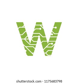 Initial W with technology logo concepts template vector