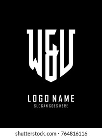 Initial W & U abstract shield logo template vector