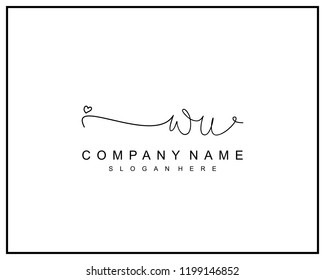 Initial W U handwriting logo template vector