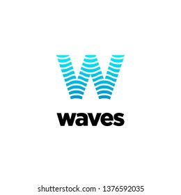Initial W Wave Logo Design Inspiration