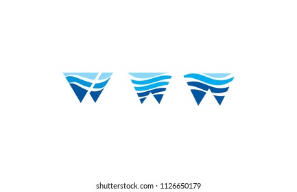 Initial W Wave Water Logo Vector Icon