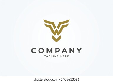 Initial W or WF Eagle logo, modern letter W and F forming Eagle Bird design logo, flat design logo template element, vector illustration