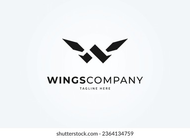 Initial W Wing logo. minimalist letter W with wing combination. Flat Vector Logo Design Template. vector illustration