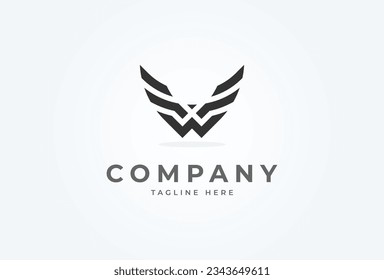 Initial W Wings logo. modern and minimalist letter W with Wings design logo. vector illustration