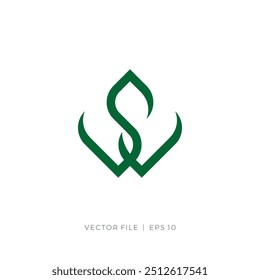 initial W or WS SW leaf leaves logo