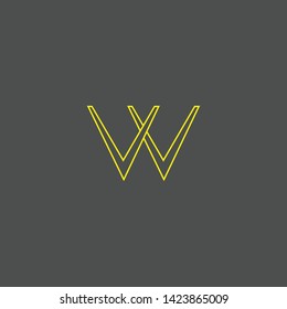 Initial W WW letter logo design in black background