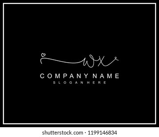 Initial W X handwriting logo template vector