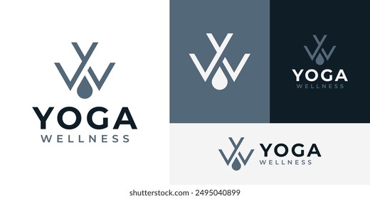 Initial W Y Wellness Wellbeing Healthy Yoga Essential Oil Logo Design Branding Template
