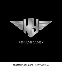 Initial W Y wing logo template vector