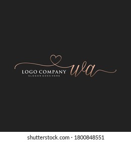 Monograma de belleza inicial de WA y diseño elegante de logotipo, logotipo de escritura a mano de firma inicial, boda, moda, floral y botánica con plantilla creativa.