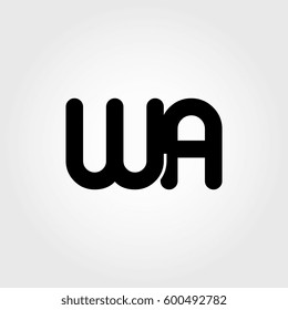 initial wa black business logo