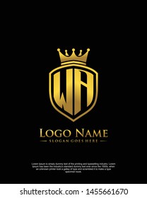 initial WA letter with shield style logo template vector