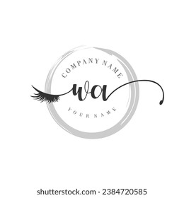 Initial WA monogram eye and eyelash handwriting
