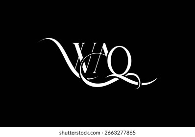 Diseño inicial del logotipo de la letra WAQ. Diseño elegante del logotipo del monograma con los Elementos decorativos y la tipografía