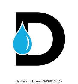 Initial Water Logo combine with letter D vector template