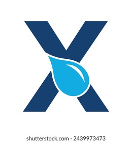 Initial Water Logo combine with letter X vector template